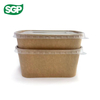Plain Rectangular Paper Bowl with Plastic Lid | Disposable Food Packaging