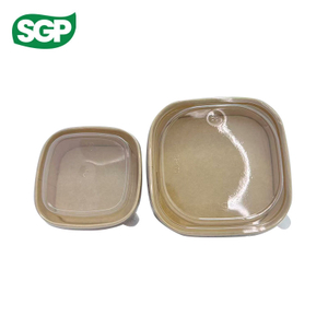 Plain Rectangular Paper Bowl with Plastic Lid | Disposable Food Packaging