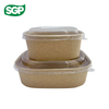 Plain Rectangular Paper Bowl with Plastic Lid | Disposable Food Packaging