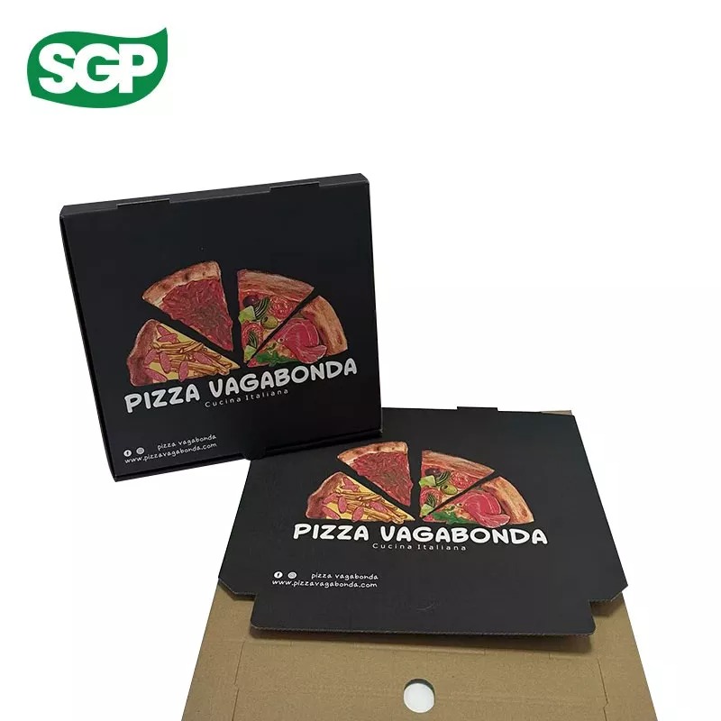 Custom Full-Print Black Pizza Packaging Box