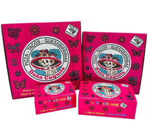 Custom Printed Pizza Boxes with Logo | Mexican Themed Food Grade Takeout Boxes Wholesale