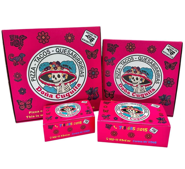 Custom Printed Pizza Boxes with Logo | Mexican Themed Food Grade Takeout Boxes Wholesale