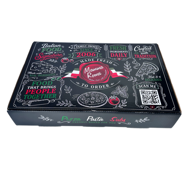 Custom Printed Catering Box Set | Disposable Aluminum Foil Tray with Clear Lid, Italian Pizza Pasta Takeaway Packaging