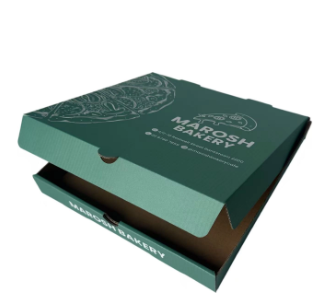 Minimalist Custom Printed Pizza Boxes with Silver Line Art
