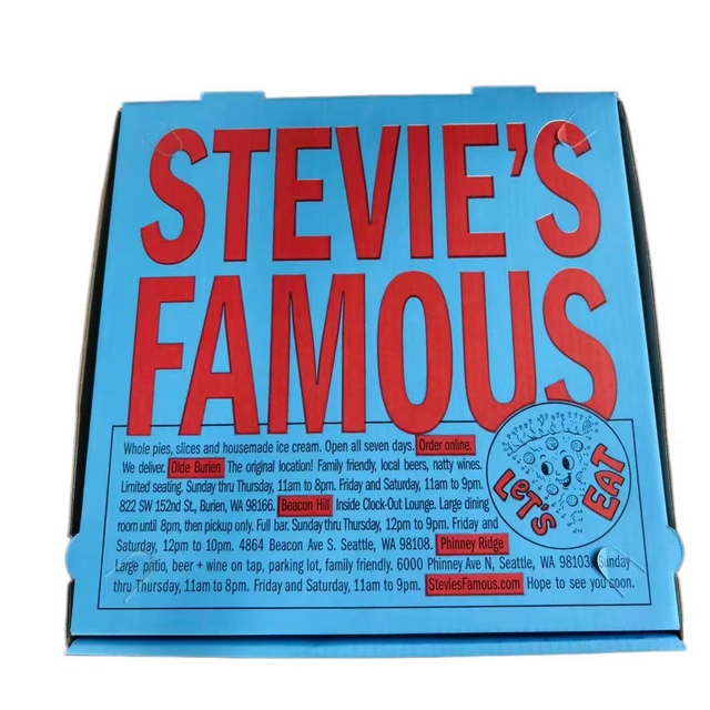 Stevie's Famous Pizza Boxes | Custom Printed, Food-Safe, Corrugated Takeout Pizza Packaging
